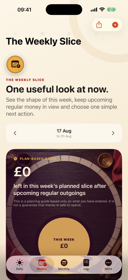 The Weekly Slice screen