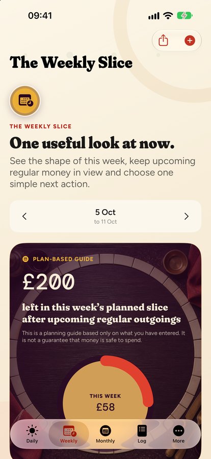 The Weekly Slice screen