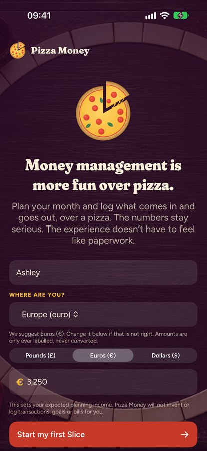 Choosing your country and currency when you first open the app