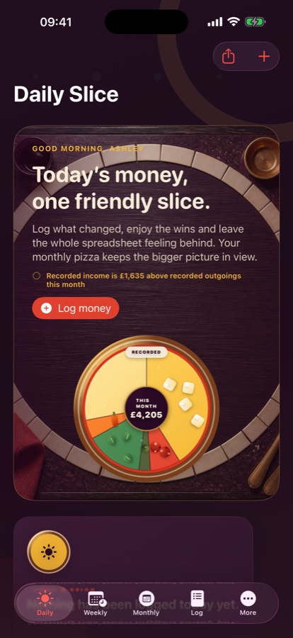 Daily Slice in dark mode