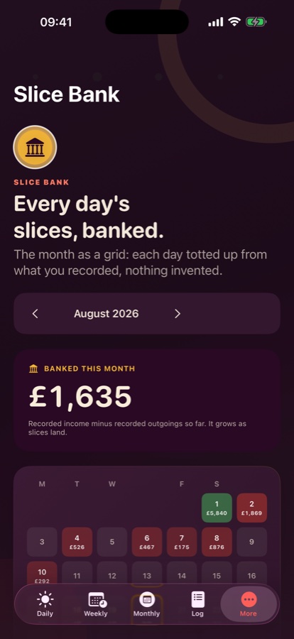 Slice Bank in dark mode