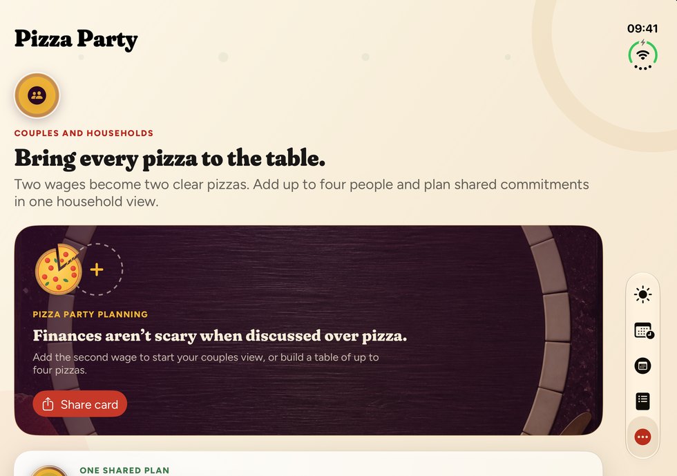 Pizza Money on iPhone Duo, unfolded: Pizza Party