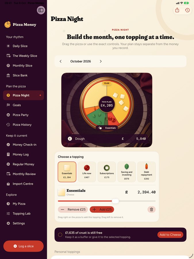 Pizza Money on iPad: Pizza Night