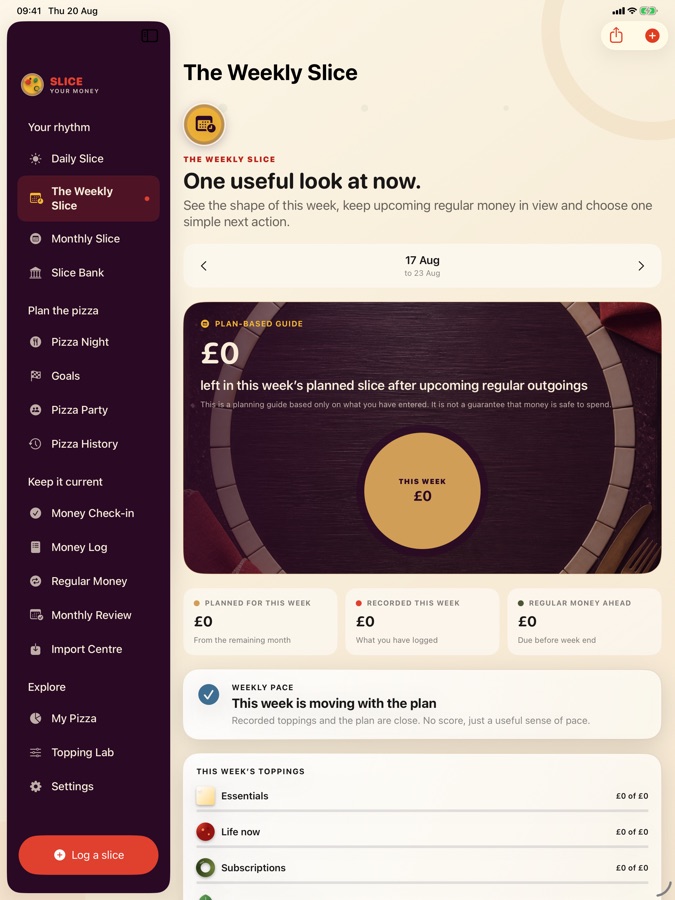 Slice Your Money on iPad: weekly