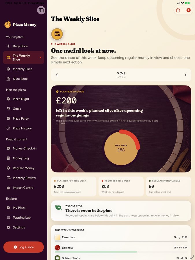 Pizza Money on iPad: The Weekly Slice