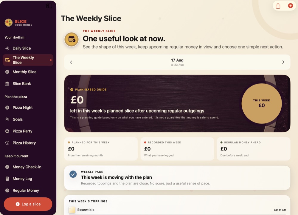 Slice Your Money on Mac: weekly